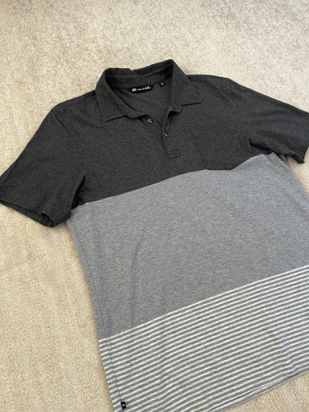 Travis Mathew Pima Cotton Stripe Short Sleeve Polo Shirt Top M - Picture 3 of 8